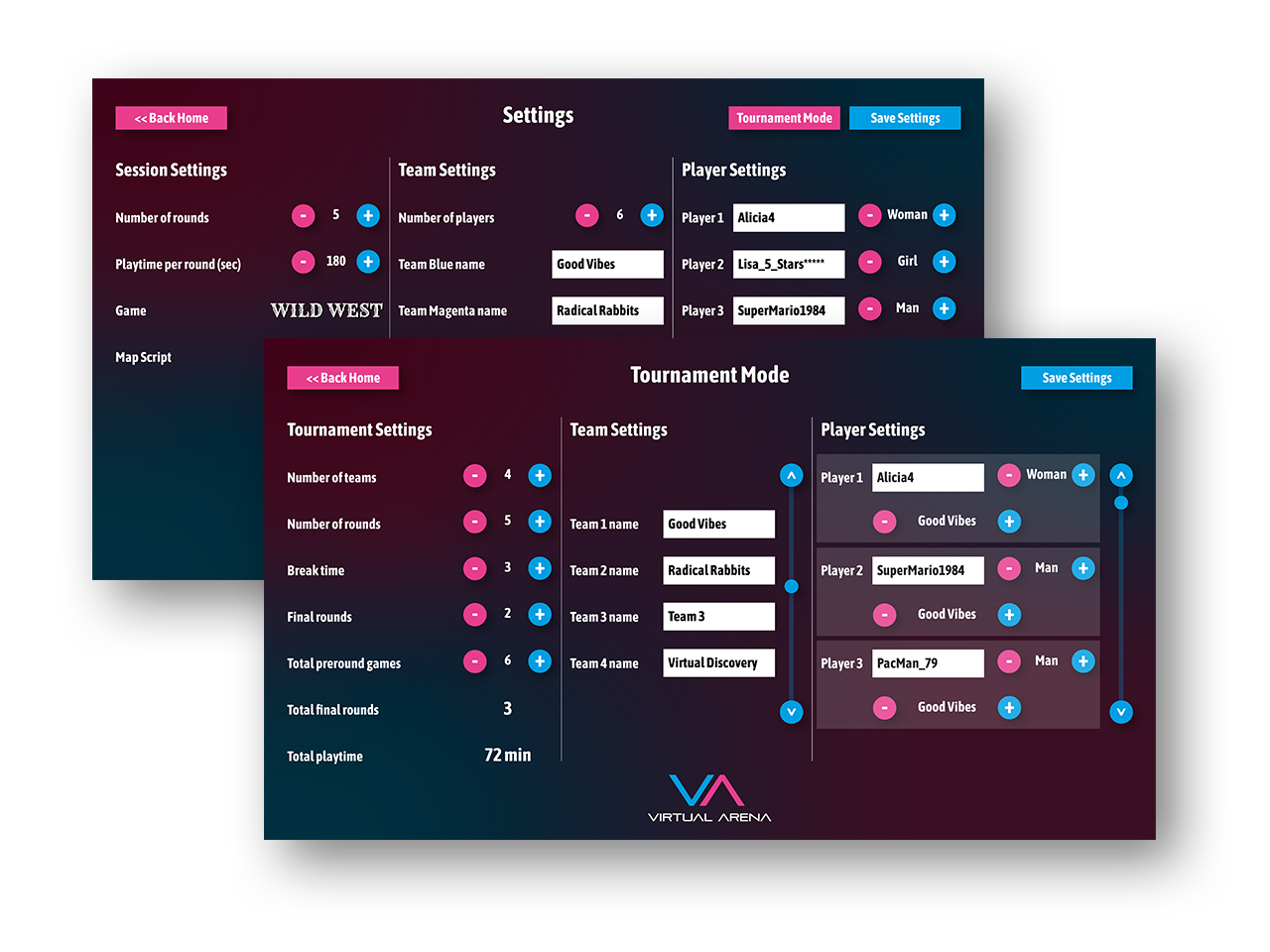 VIRTUAL ARENA Operator Dashboard