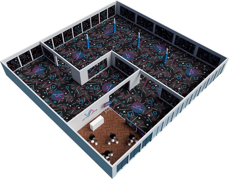 VIRTUAL ARENA PRO - Grosse Free-Roam Virtual Reality Arena für individuelle Grundrisse VIRTUAL ARENA PRO - Grosse Free-Roam Virtual Reality Arena für individuelle Grundrisse